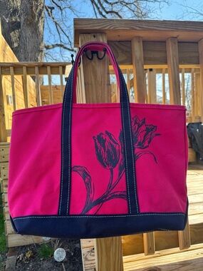 Vtg L.L. Bean Pink Tulip Tote
